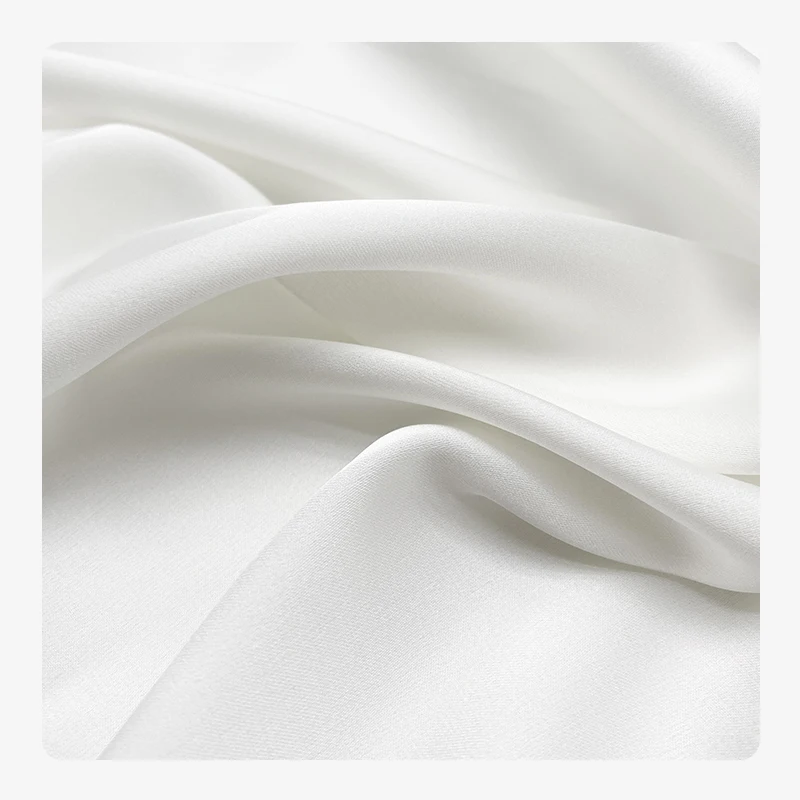 Fabric Factory in-stock Wholesale White 100%Polyester Stretch Sharmouse  Charmeuse Bridal Satin for Dress Linings