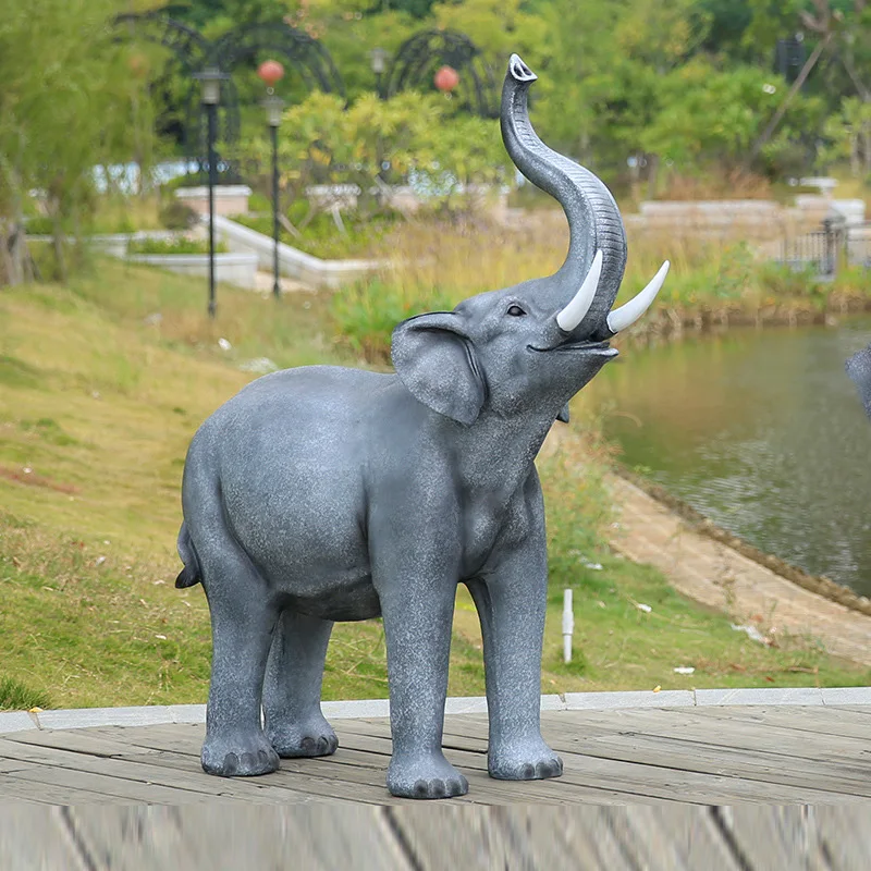 Statue Resin Statue Cute Elephants Large Animal Polyresin Sculpture For Garden Park School Decoration Life Size Resin Statue
