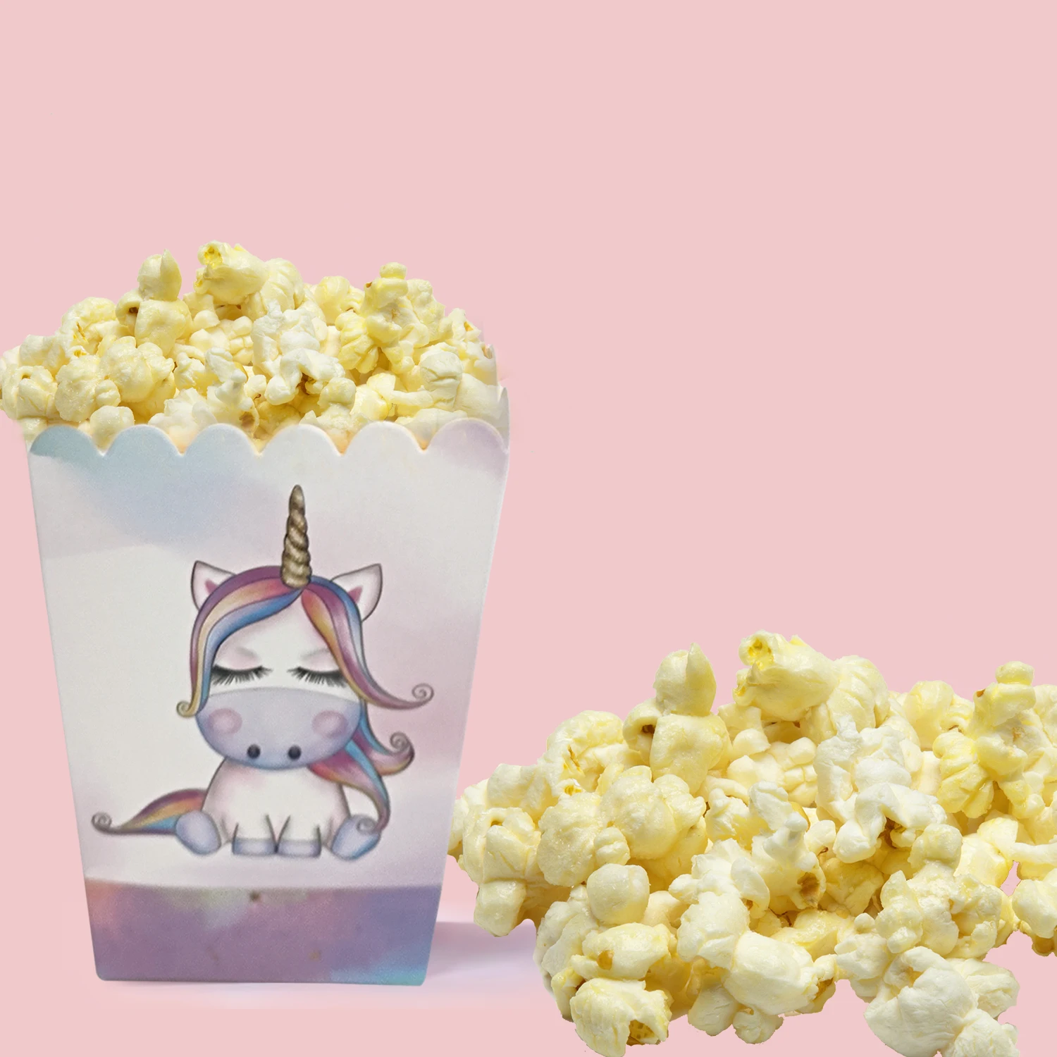 Unicorn Party Supplies Paper Popcorn Box Unicorn Cookie Box Candy Food Snack Packing Box Baby Shower Birthday Party Decoration