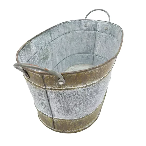 Винтажные прямоугольные металлические горшки ведро оцинкованные для выращивания овощей и фруктов с металлическими ручками