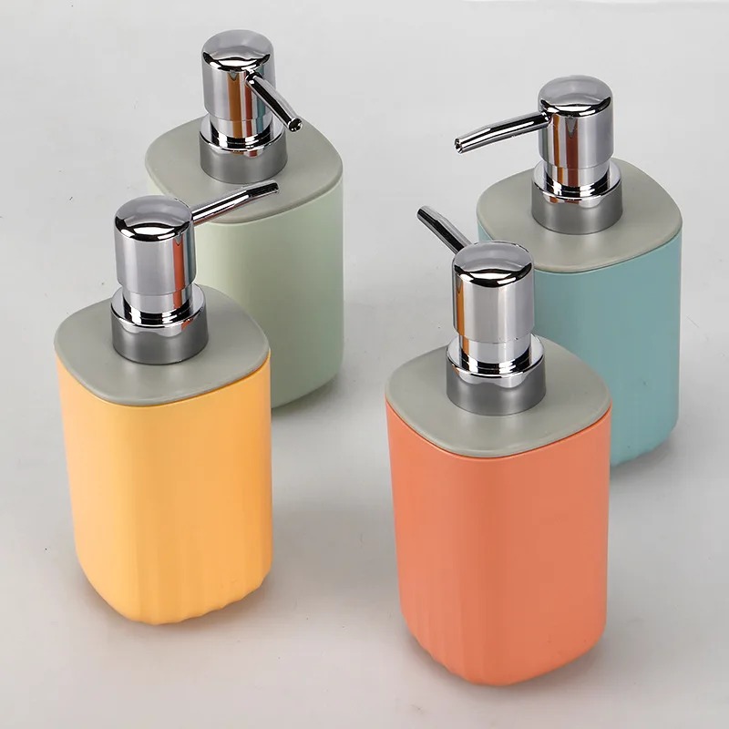Nordic Design 4 Piece Plastic Bathroom Accessories Set Included Trash Can Soap Dispenser Cup Soap Dish