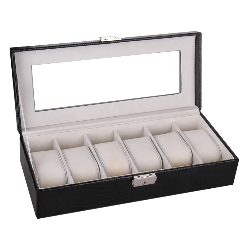 Шкатулка для ювелирных изделий для мужчин и женщин, роскошный кожаный бокс с подушкой и логотипом на заказ, 6 отделений