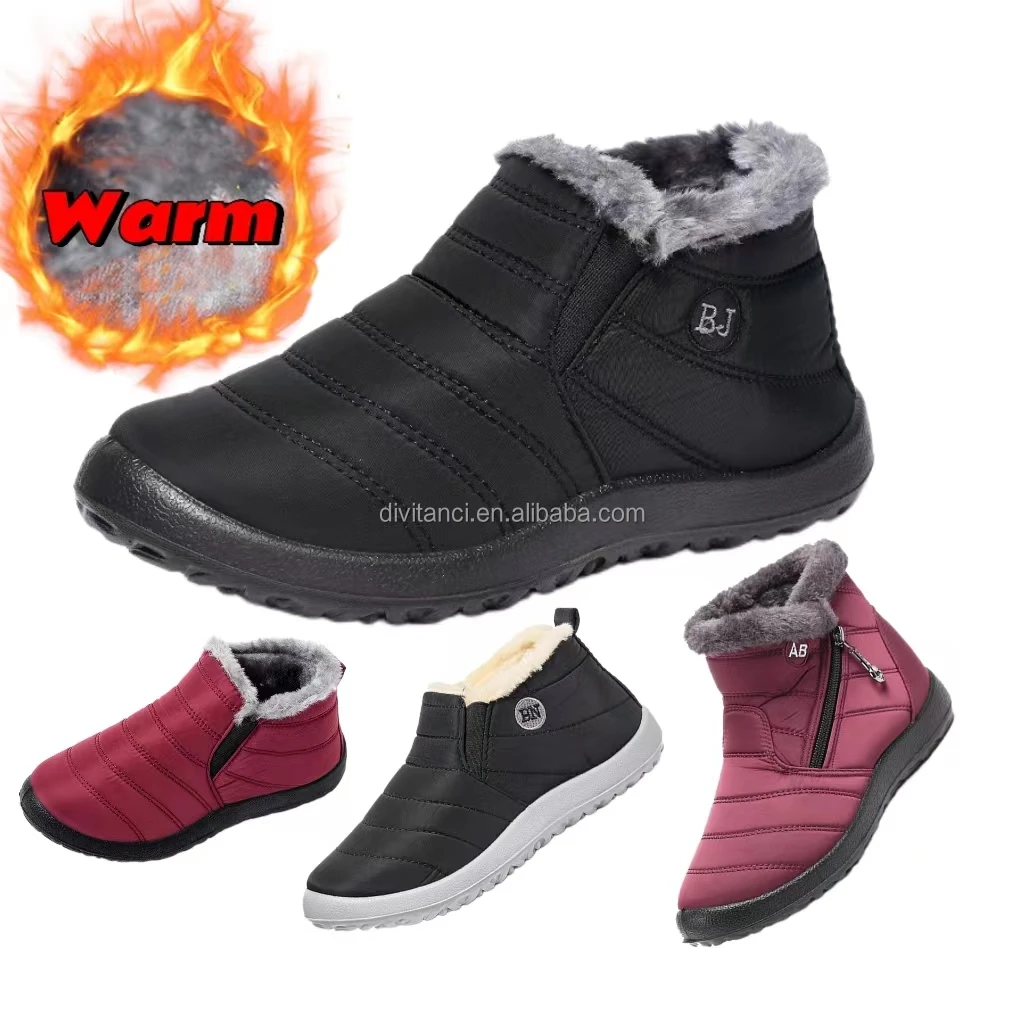 Best seller new fashion Plus Size 46 47 fur winter fuzzy fur classic short quilted boot snow boots for women