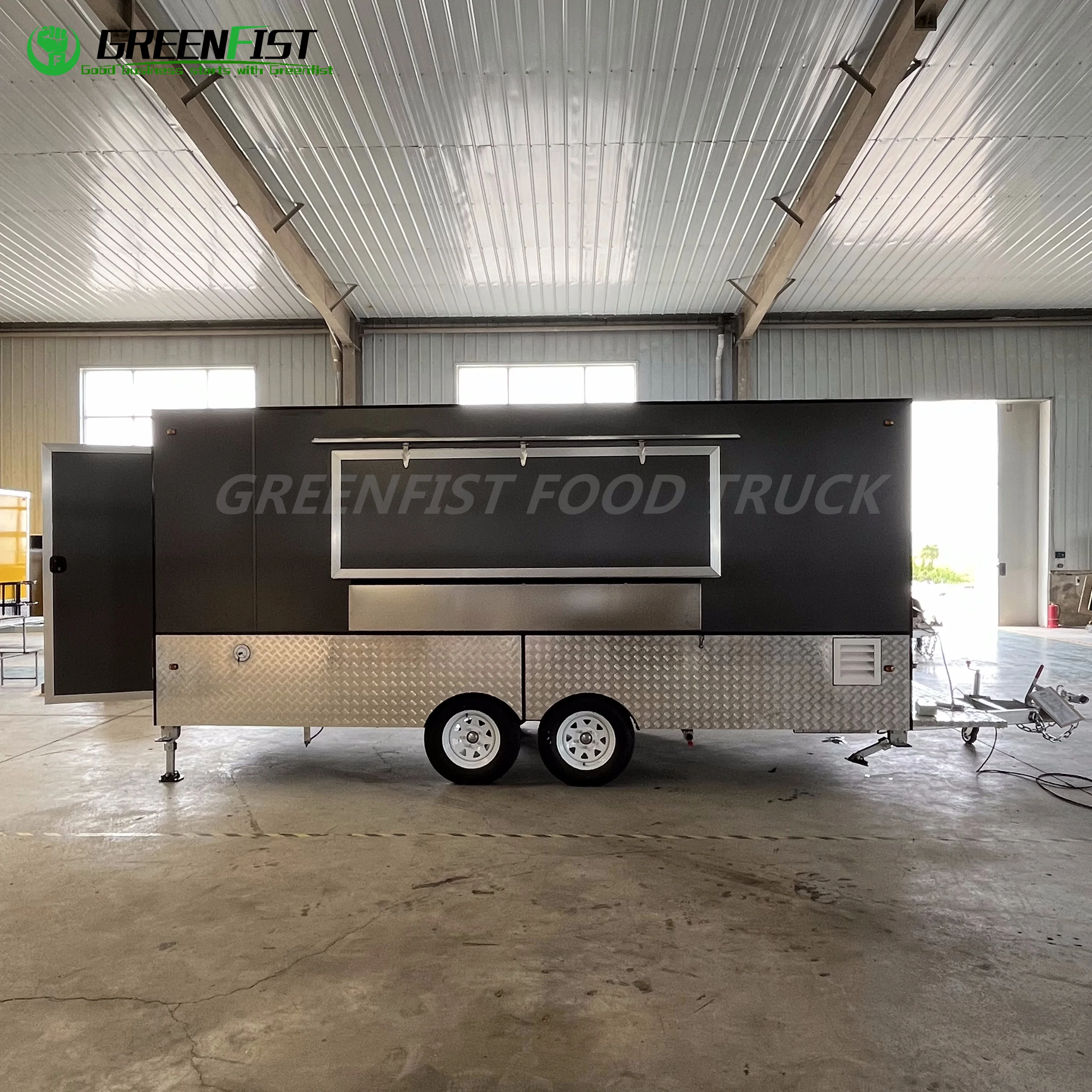 15ft Black Customized Fully Equipment truck food pizza  Fast Food Mobile Food Trailer for Hot Sale