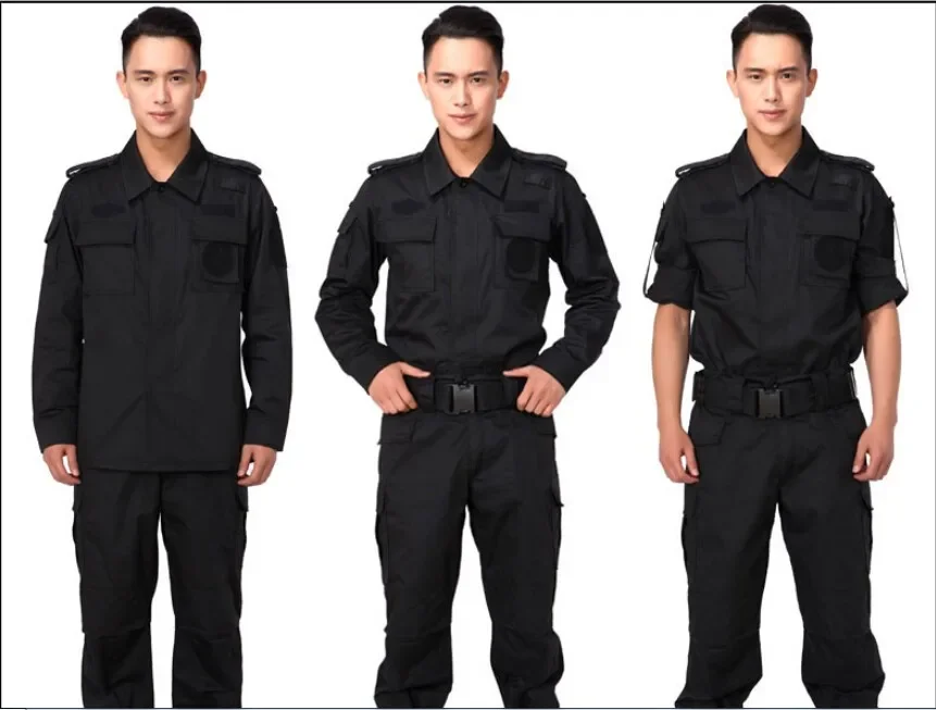 Cotton Security Guard Uniforms Men Khaki  Officer Uniform Security Jacket Pants Suit Janitor Guard Uniform