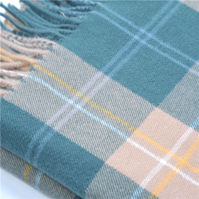 Dingtai Green Plaid Printed Single Blanket Office Fleece Blanket 100% Polyester Super Soft Blanket Knitted