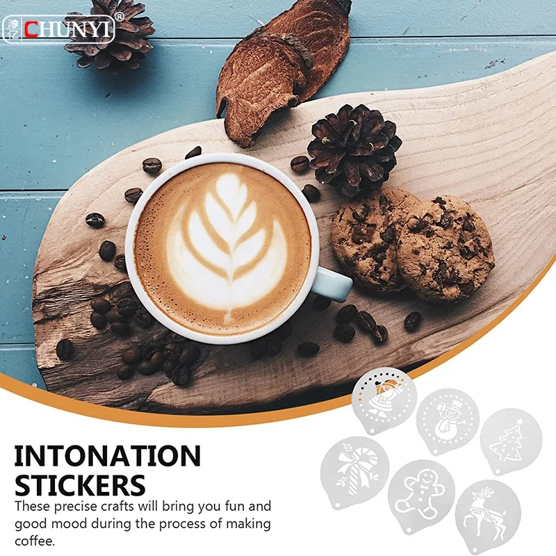 Custom Food grade stainless Steel 304 Barista Art Stencils Spray Cake Duster Templates Cake Coffee Decoration Mold