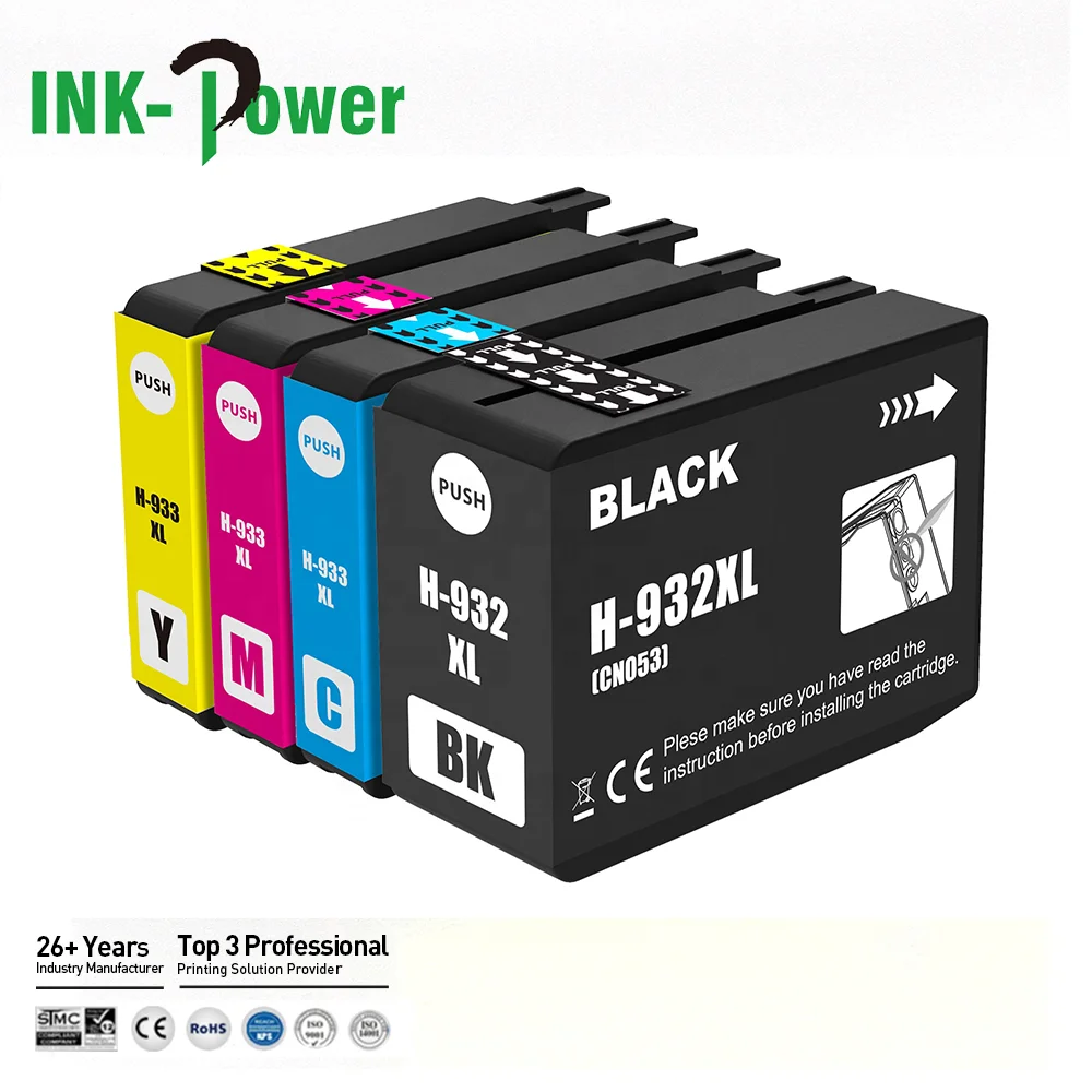  INK-мощность 932 933 XL 932XL 933XL Премиум Совместимость Цветной струйный картридж с чернилами для принтера HP Officejet Pro 7610 7612 HP933