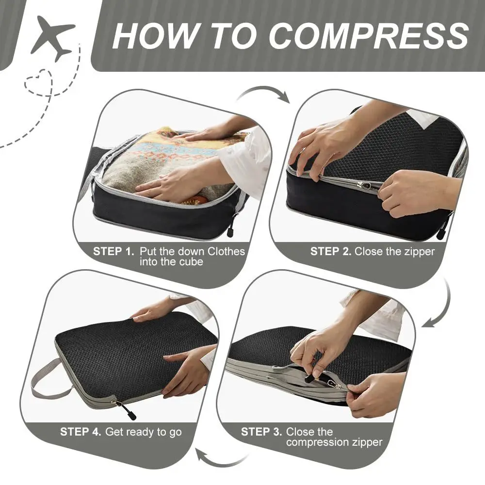 7Set Packing Cubes for Travel Luggage Organizer Kits Compression Packing Cubes Luggage Cubes
