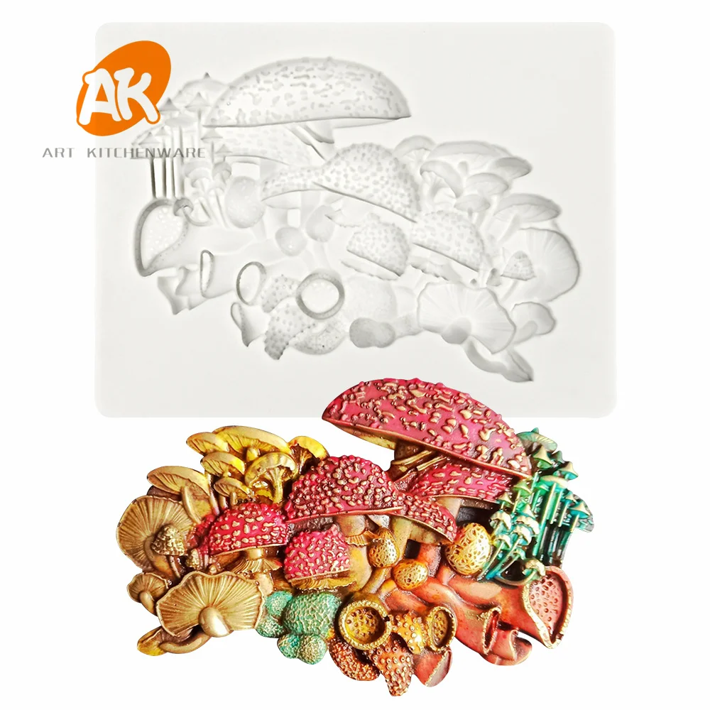 AK New Mushroom Silicone Fondant Cake Mold Cake Decorating Tools Sugar Craft Clay Silicone Chocolate Sweet Mould Pastry SM-4149