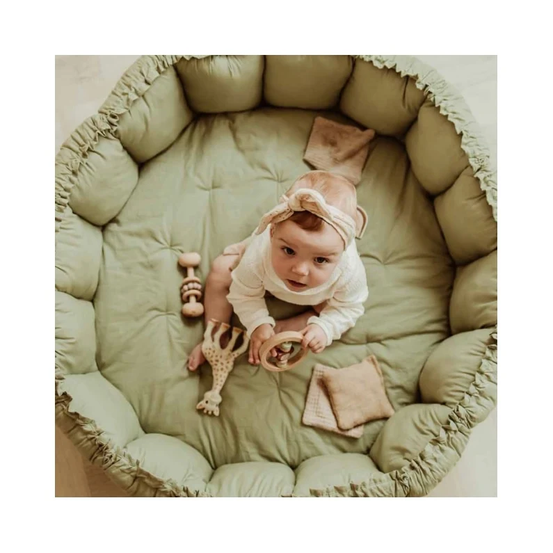 2024 High Quality Thick Play Gym Mat Convertible Round Nest Baby Security Activity Gym Play Go Mat from Baby Organic Bloom Mat