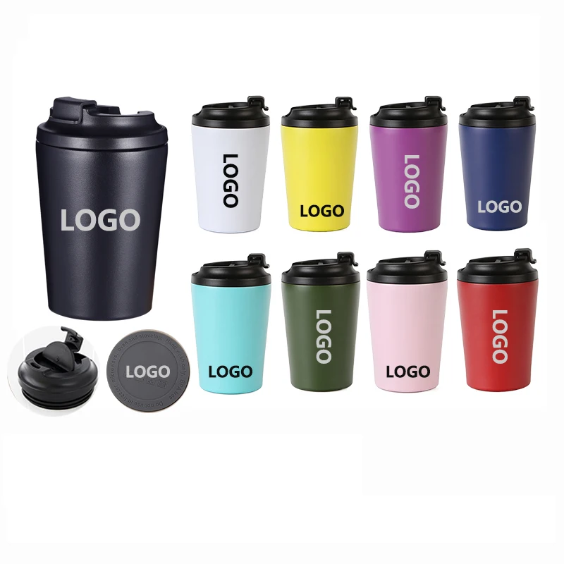 12oz 350ml reusable coffee cups with lid 12 oz travel insulated coffe tumbler mug Double Wall Stainless Steel flask thermos