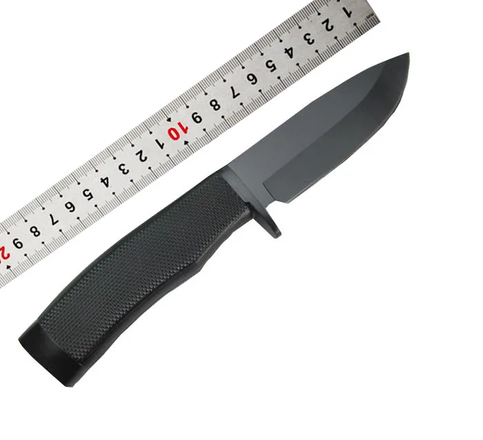 OEM low price free sample classic black fixed blade hunting camping survival straight knife on sale with nylon cover