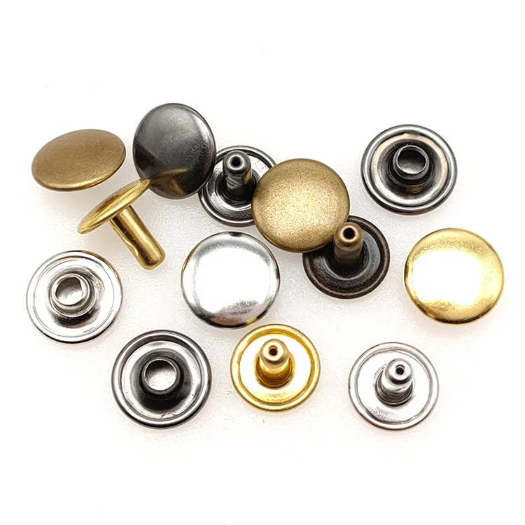 Metal Double Cap Side Button Jeans Hat Luggage Riveted Flat Round Garment Rivet And Stud Double Side Rivet