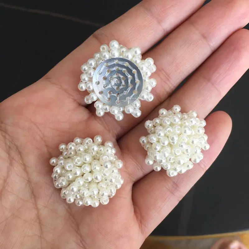 New disc hand beaded pearl flowers hand beaded DIY bow flower core hairpin decorative accessories