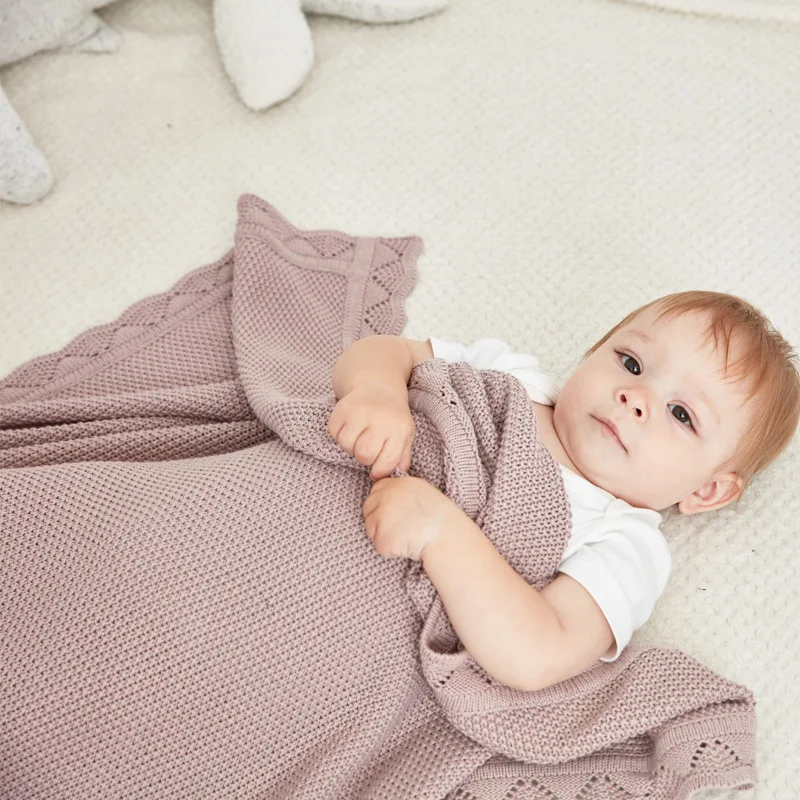 Customized baby cotton knitting blanket cotton baby quilt trolley blanket warm baby blanket