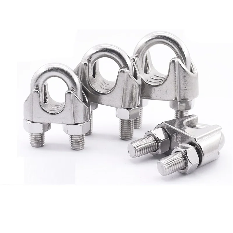 Hot selling din1142 single steel  316 wire rope cross clip cable clamps supply