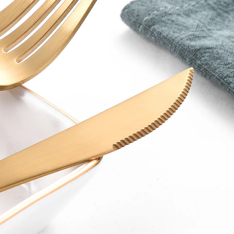 Christmas Cutlery Set Knife Fork Spoon Chopsticks Stainless Steel Flatware Juego De Cubiertos Dorados