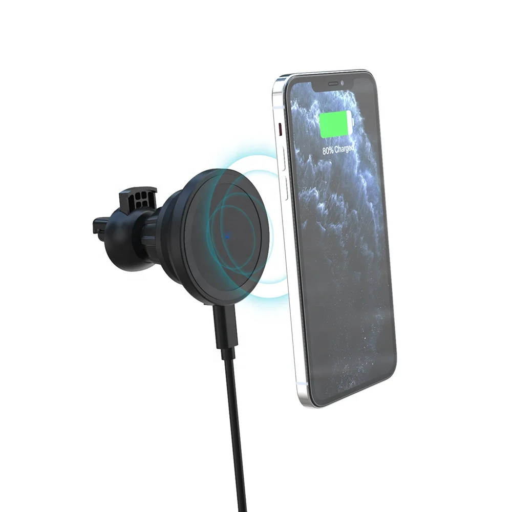 Новинка 15 Вт Магнитная Быстрая зарядка для iphone Автомобильный кронштейн Магнитная Беспроводная зарядка подставка для телефона
