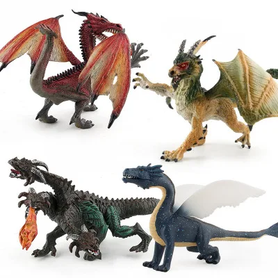 Evil dragon Variant and wild two heads dragons figures mythical wild animal set  dinosaur toy for kids gifts