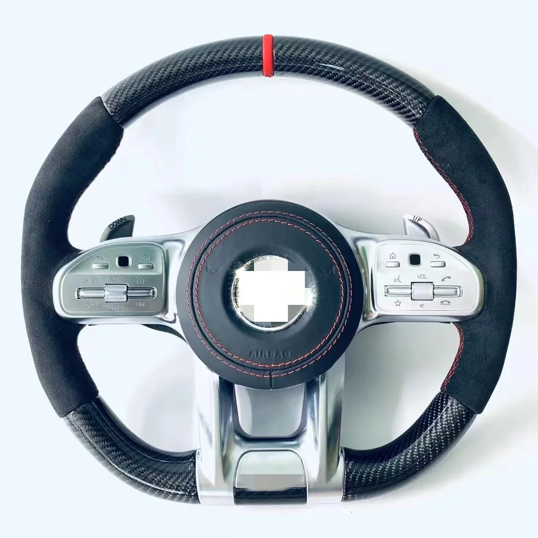 Для Mercedes Benz AMG A35 A45 E53 c63 G63 G500 W222 руль из углеродного волокна заказной продажи кожа Napa черный