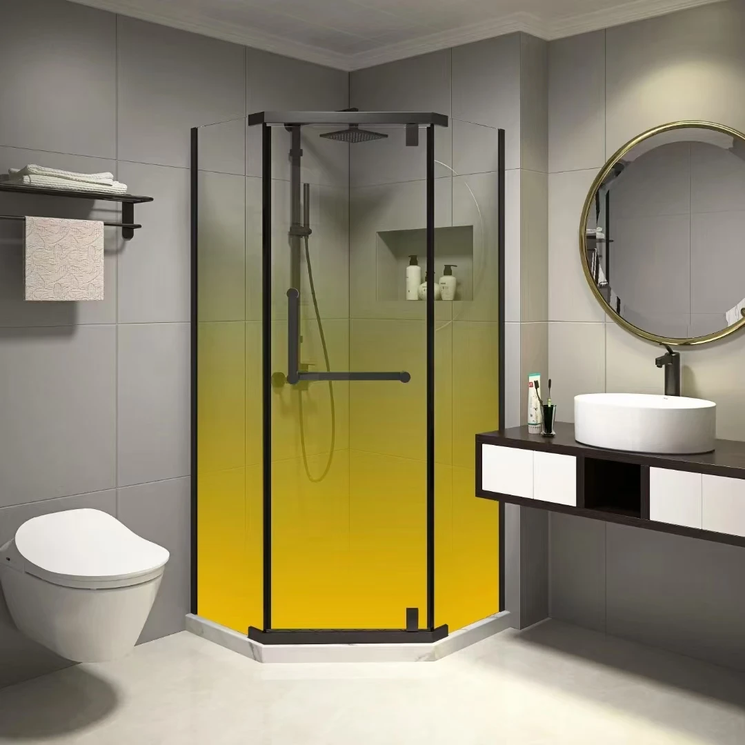 Hydrorelax white matte gradient tempered laminated glass for hotel frameless shower stalls