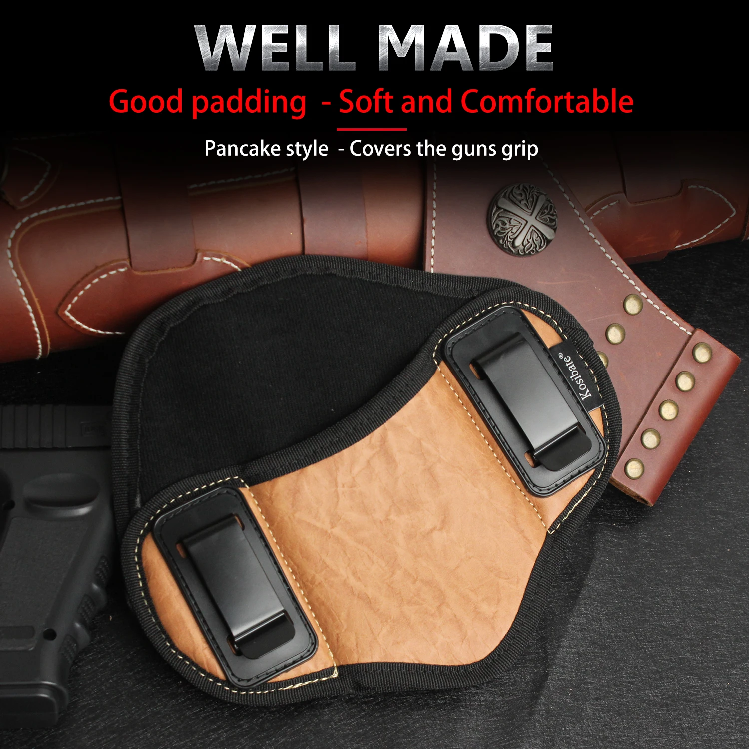 Hot-selling  outdoor tactical leather case PU leather hidden carrying waist leather case
