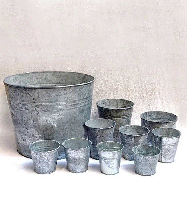 miniature galvanized pail metal tin pot small metal bucket
