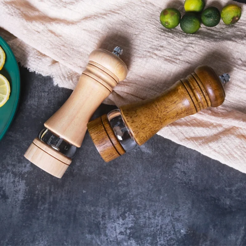 Hot selling peppercorn oak wood grinder wooden manual pepper grinders