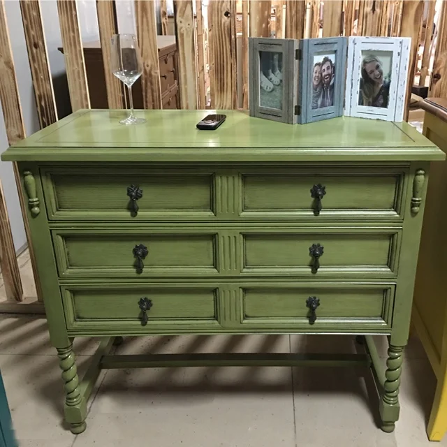 luxury solid wood storage furniture antique vanity table Dresser with 6 drawers