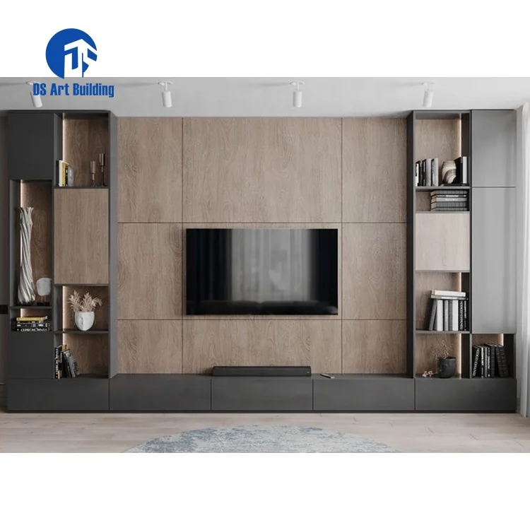 DS modern living room full set wood stands tv cabinets furniture design high end melamine mdf wooden tv cabinet