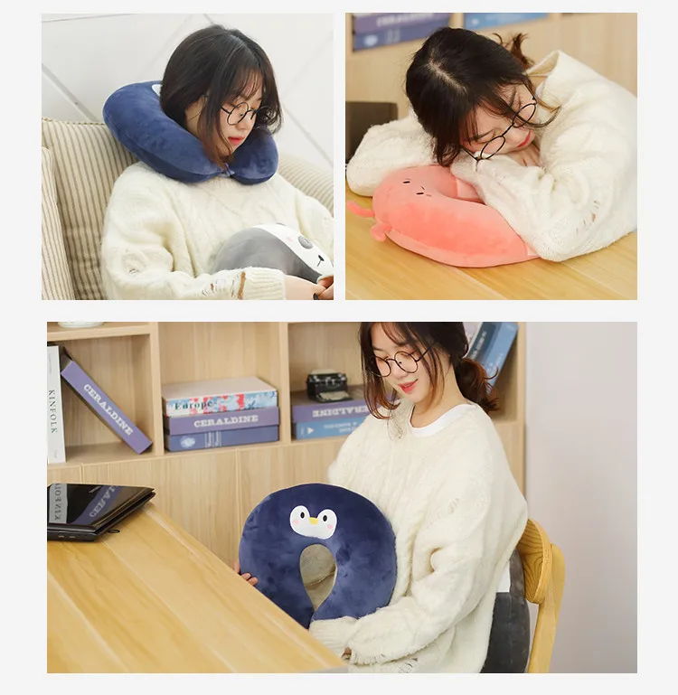 Creative cartoon animal u pillow dinosaur lion car neck pillow hot sale plush toys can be wholesale customized logo