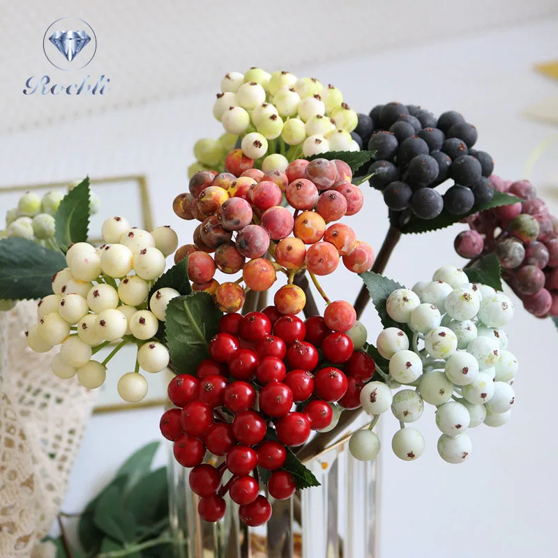 2022 New Short Branch Simulation Fruit Accessories Artificial Berry Living Room Deco Wedding Flower Arrangement Home Deco