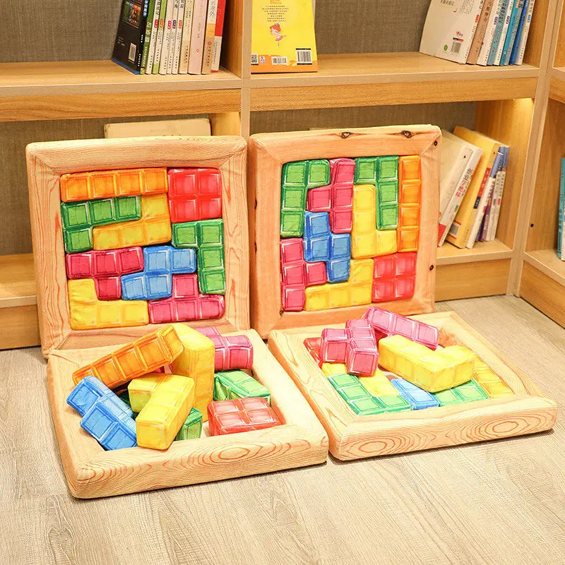 3D simulation sliding blocks plush pillows floor mat funny baby educational sliding blocks stuffed cushion plush toys