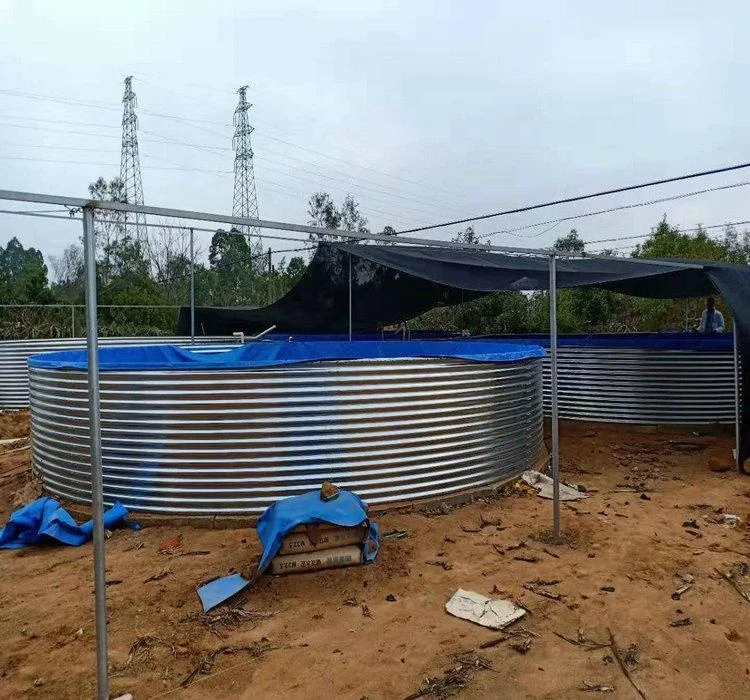 Corrugated plates aquaponics pisciculture high density fish framing tank with tarpaulin canvas