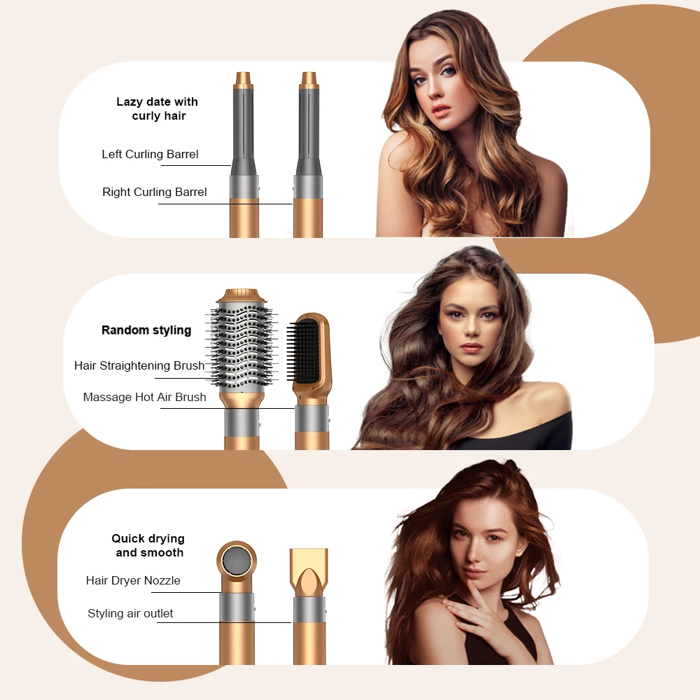 Cepillo hair dryer Brush Air Wrap Hair Styler Hot Air Curling Iron 1000W Multifunctional Hair Styling Tool 6 in 1 Multi Styler