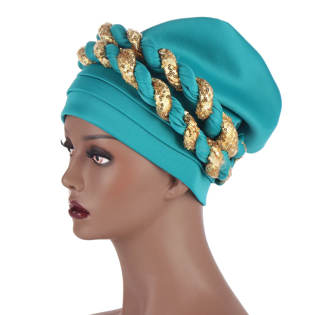  Muslim Braid Turban Cap Women Bandanas Hat For Female Headscarf African With