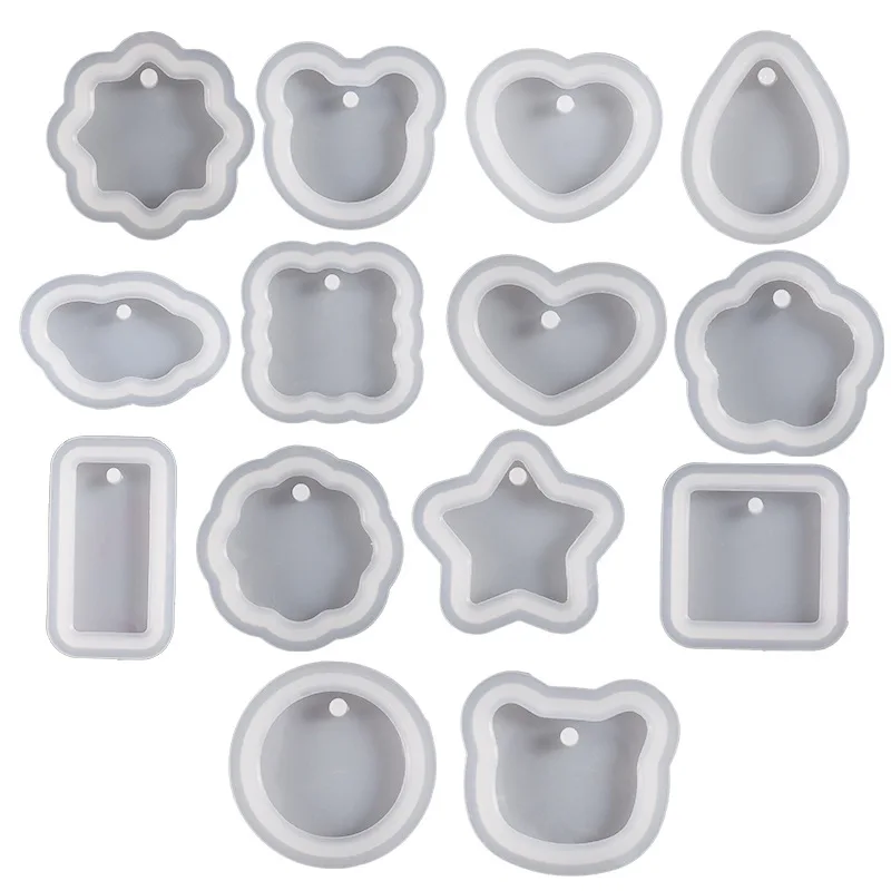 16 Different Style Jewelry Casting Molds,Silicone Pendant Resin Molds with Hanging Hole, Jewelry Making DIY Craft,TLX0274