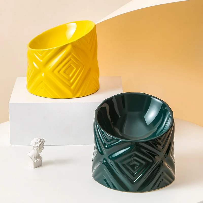 Керамическая миска для домашних животных с геометрическим рисунком, миска для еды для кошек, собак, щенков