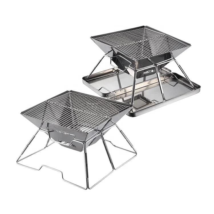 
Outdoor camping home 3-4 people convenient charcoal stainless steel folding grill 