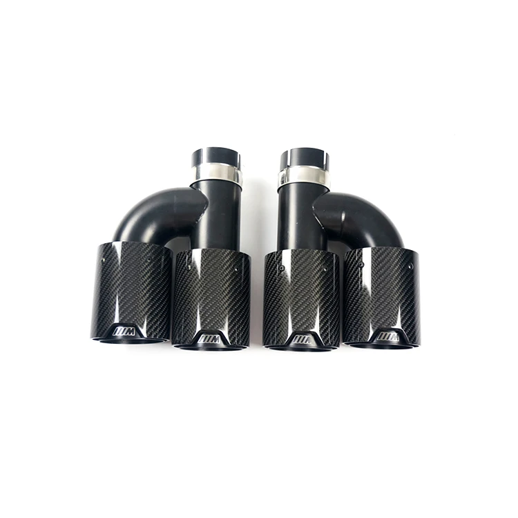 Auto Carbon Fiber Black Rear Bumper Tailpipe H Type Exhaust Tips For BMW Cars