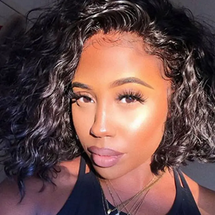 
100% Human Hair lace human hair wigs Vendor Pre Plucked 10a Grade Brazilian Bob Straight 13x4 Frontal Lace Wigs 