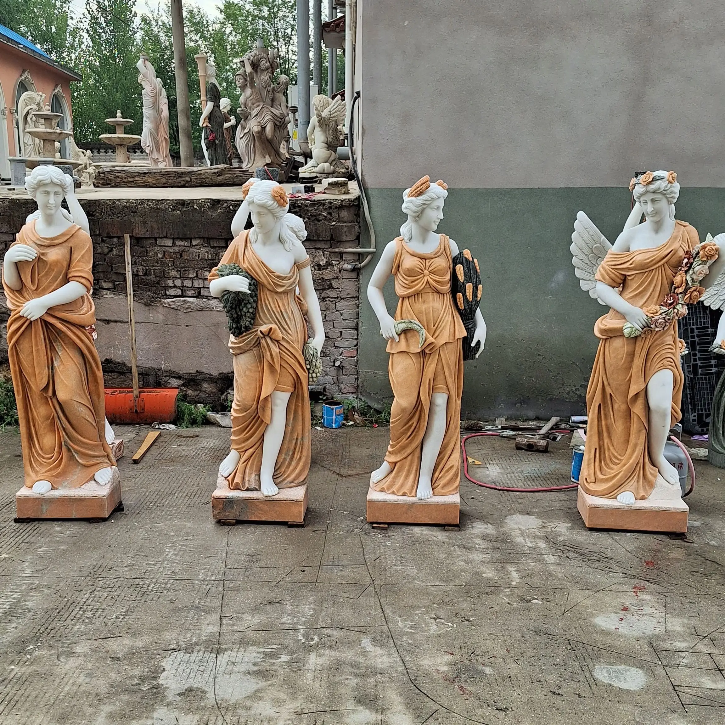 High quality outdoor garden decoration marble elegant lady sculpture marble statue