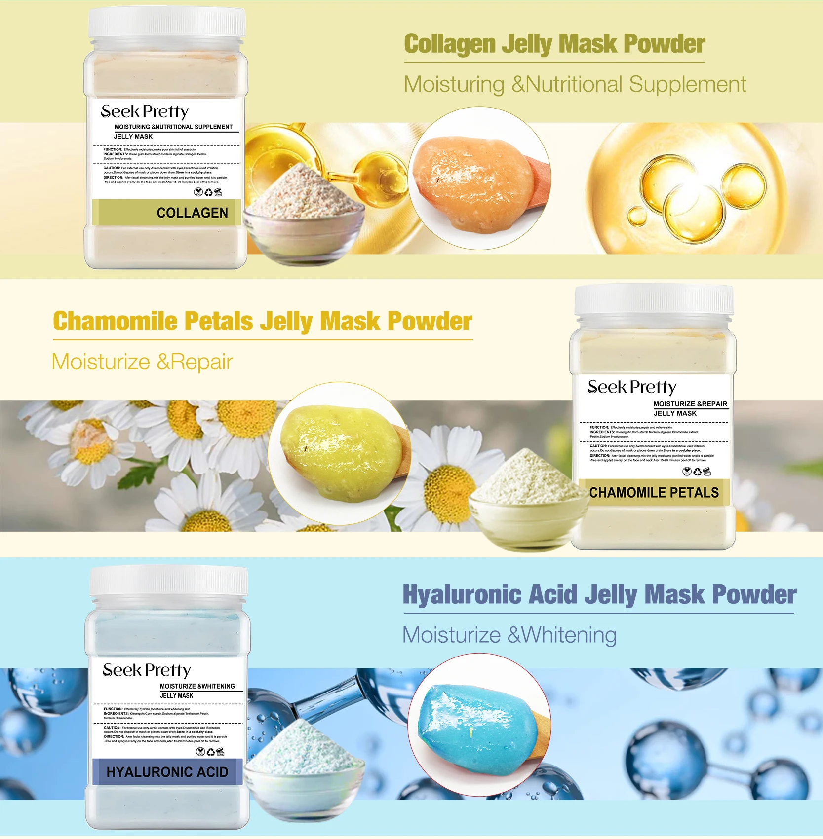 Facial Moisturizing Peel Off Hyaluronic Mask Powder Vegan 500g Soft Collagen Jelly Mask Powder Face Powder Mask