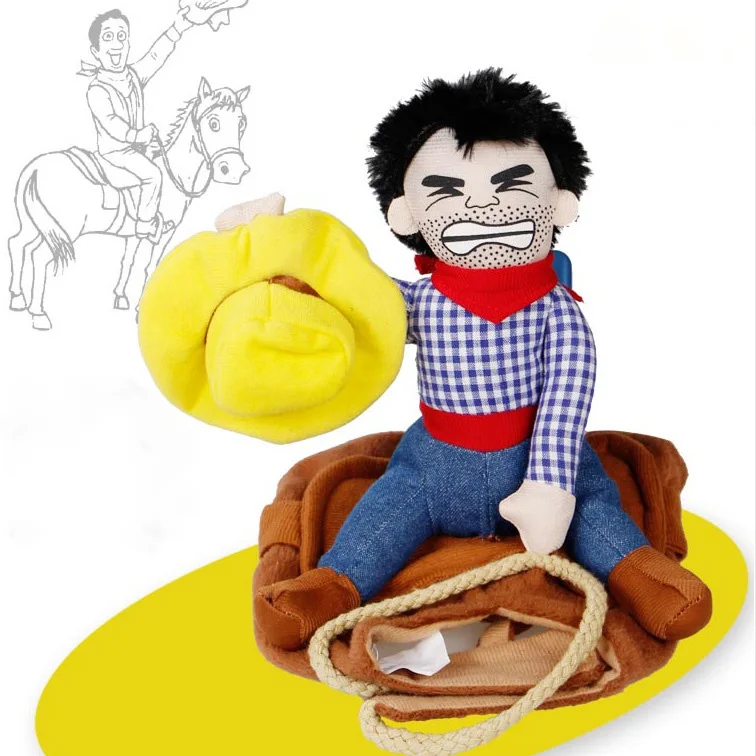 Funny Pet Cat Clothes Cartoon Cowboy Riding Suit Pet Clothing Cospaly Halloween Dog Clothes For Small Medium Large Dog