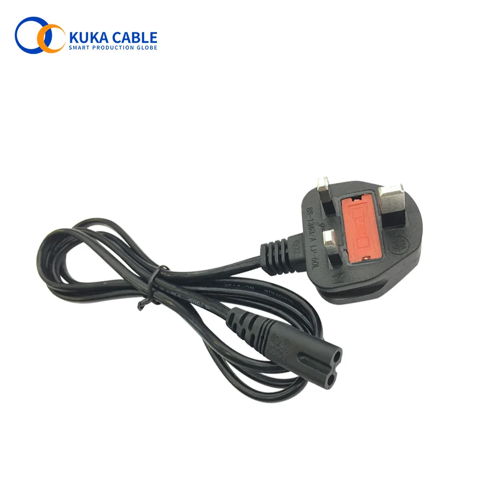 2x0.75mm B S363 Ac British Connector Extension Female Cable 2 Pin Uk Plug Iec320 C7 Power Cord 220V Home Appliance IEC Shanghai
