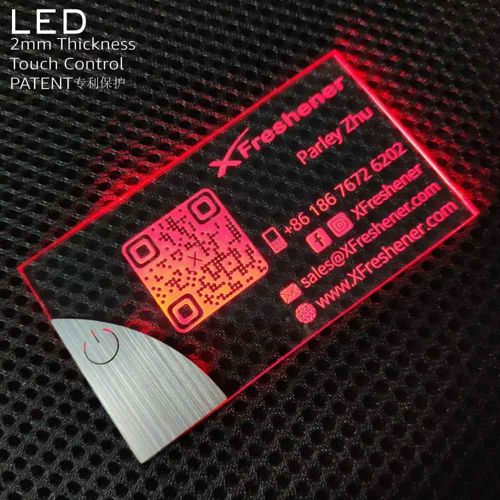 2 NEW 2024 Luxury LED Acrylic Business Cards with Logo Thank You Card for Small Business Unique Light up Business Card Printing