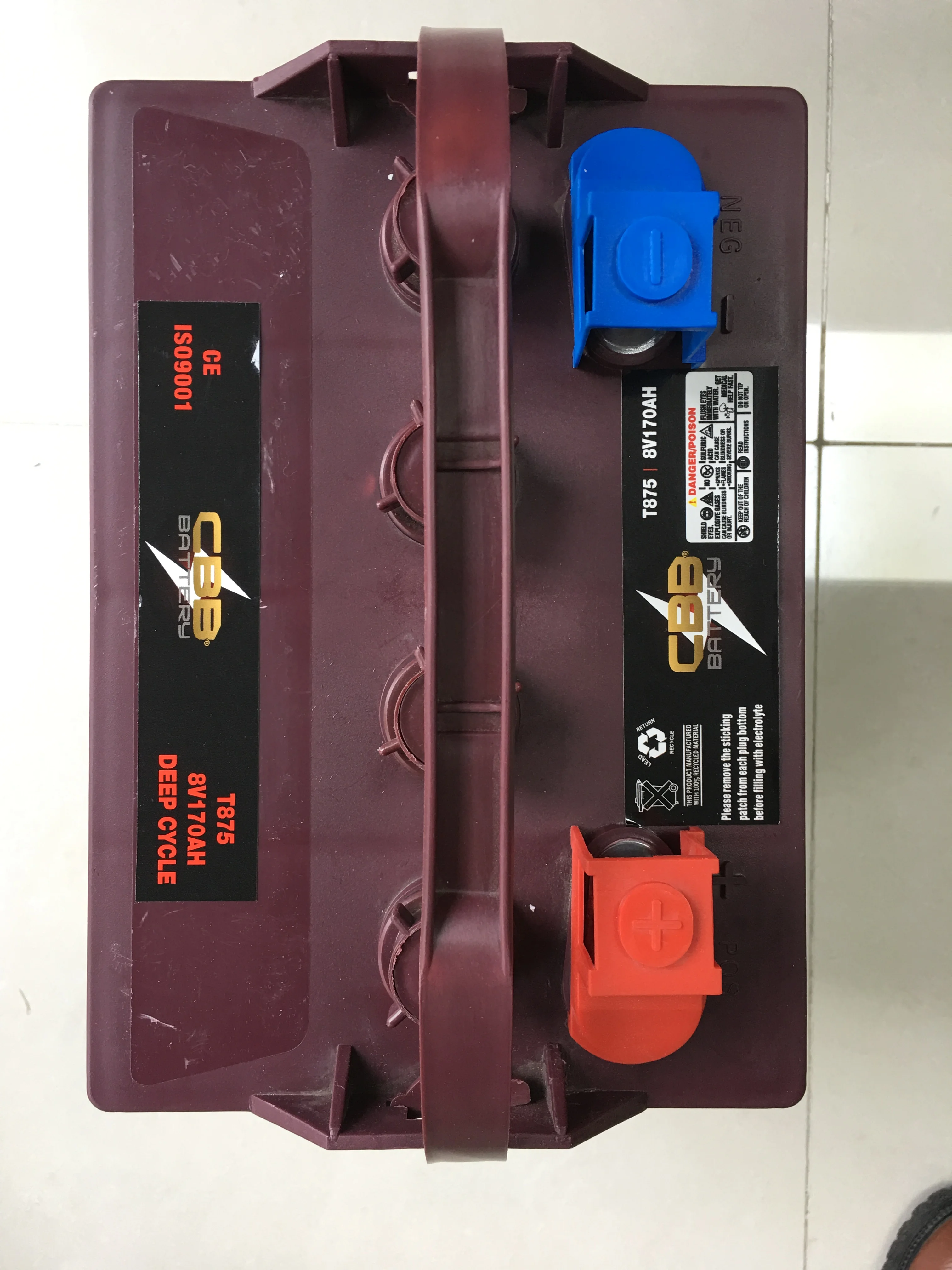 8V 170Ah T-875 Deep Cycle Battery For Golf Cart, Sweeper