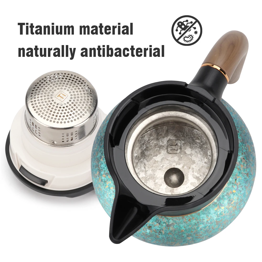 DKADI Ti Cup 1.6L Thermal Coffee Tea Pot Titanium Double Wall Vacuum Insulated Cool Touch Handle Hot/Cold Large Thermos Presents