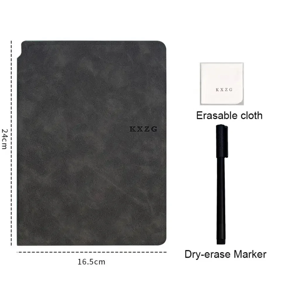 A5 reusable whiteboard notebook set with whiteboard marker and erasing cloth for portable memo